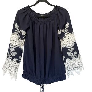 Alberto Makali Womens Extra Small XS Dainty Blouse Crochet Lace Adjustable Waist